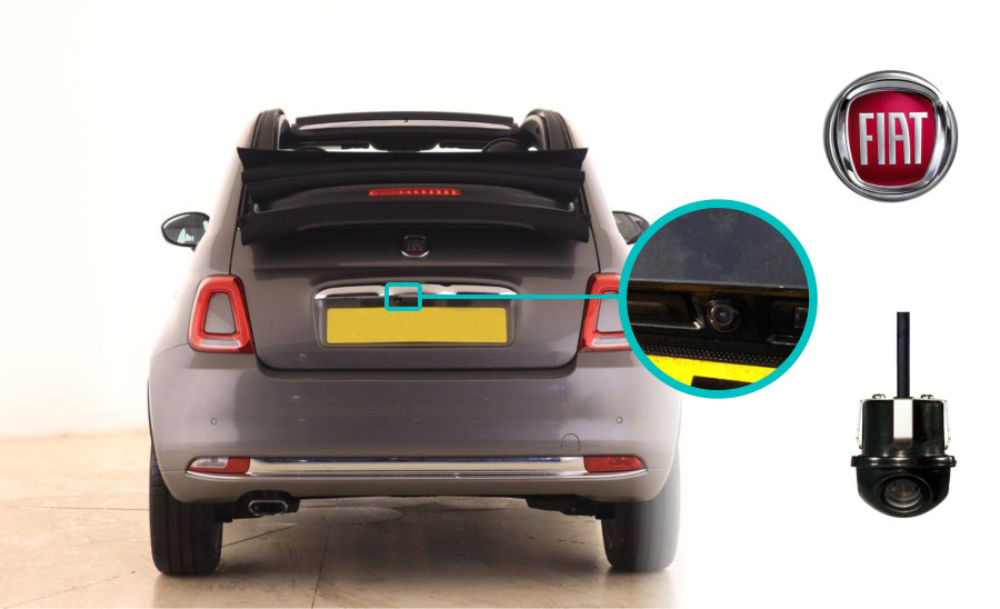 Fiat 500C Rear View Reversing Retrofit Camera Kit 7" Uconnect System